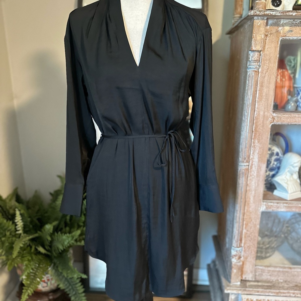 Banana Republic Black Long Sleeve Wrap-Style Dress